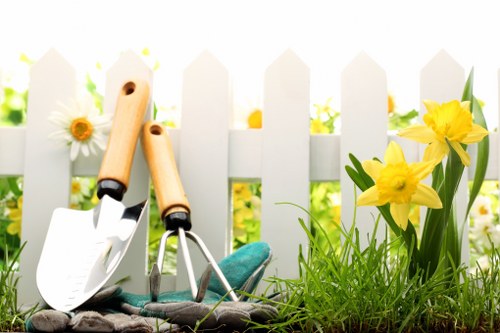 Landscaper carrying out safe outdoor work with protective gear